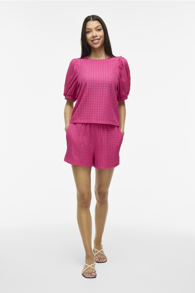 VIMINERA O-NECK 2/4 TOP/TES 14106721 RASPBERRY ROSE